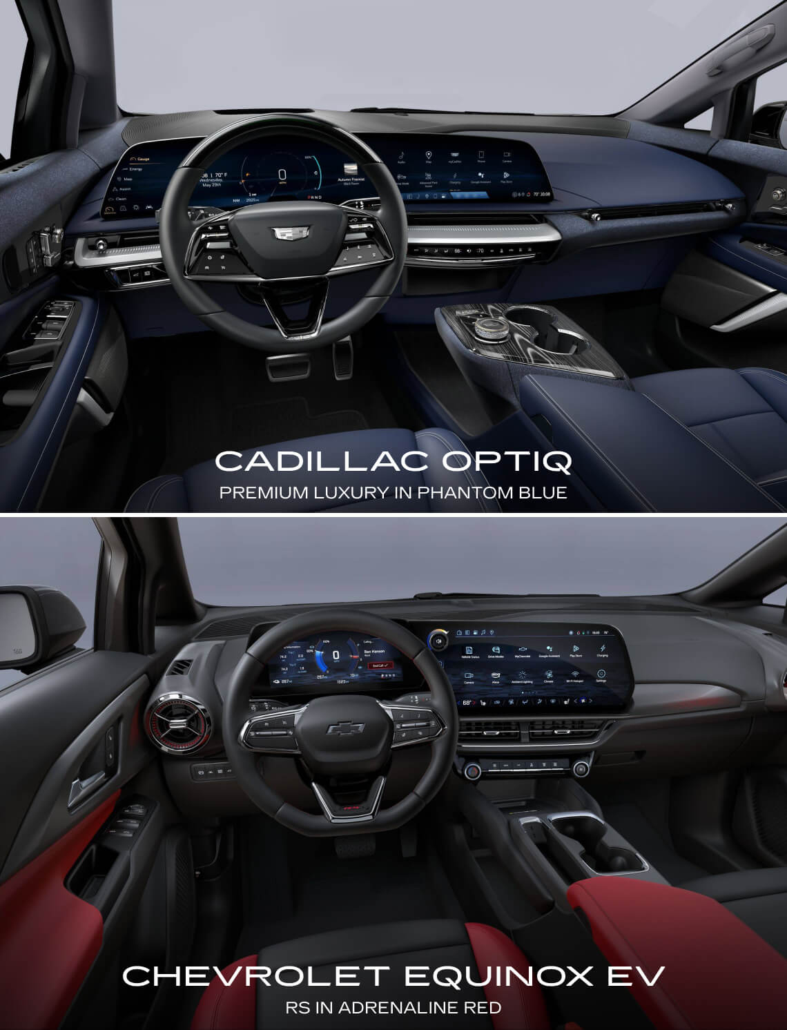 Chevy Equinox EV vs. Cadillac OPTIQ Interior & Tech