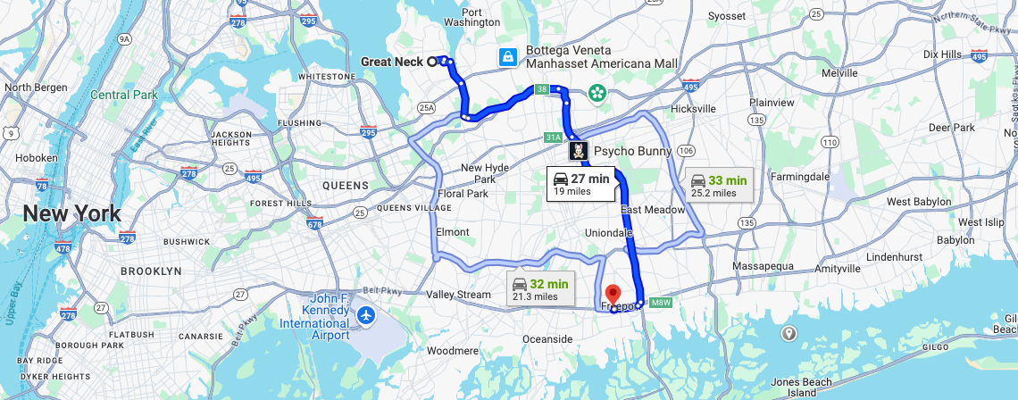 Directions from Great Neck, NY to Paul Conte Cadillac